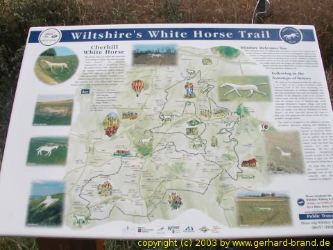 Foto: Mapa con todas las "White Horses" (caballos blancos) en el condado de Wiltshire, Inglaterra